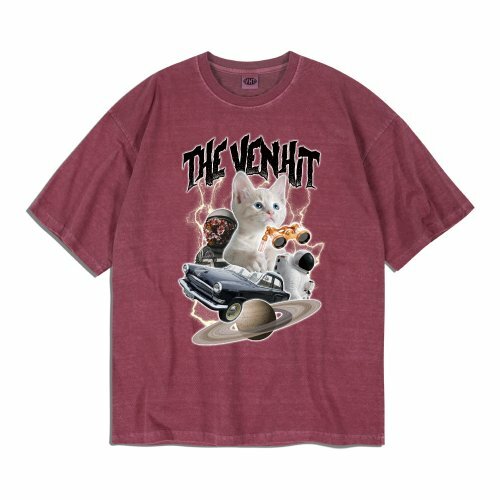 ★VENHIT★ SPACE CAT PIGMENT オーバーフィットT (3色) org.jpg