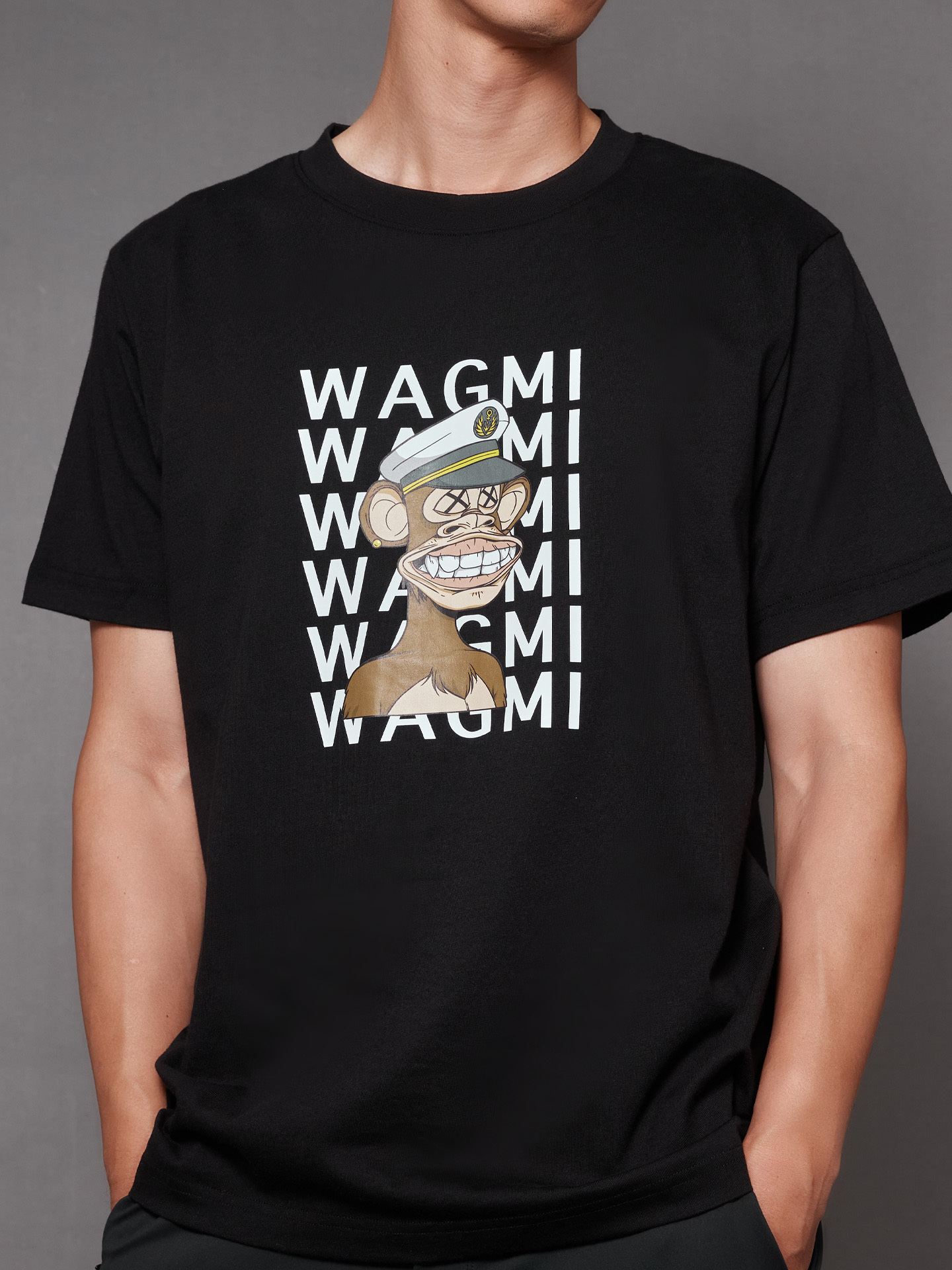 WAGMI Classic 無聊猿印花T - 午夜黑 男女共款