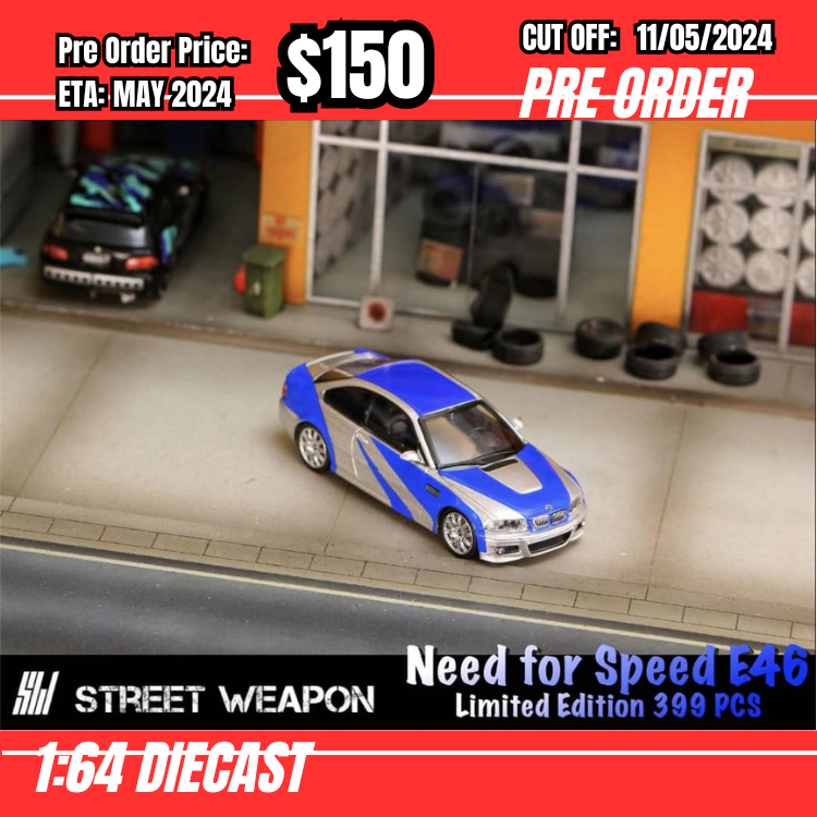PO-$150 * Street Weapon * 1:64 M3 CSL E46 NFS Silver Blue [OD09/05]
