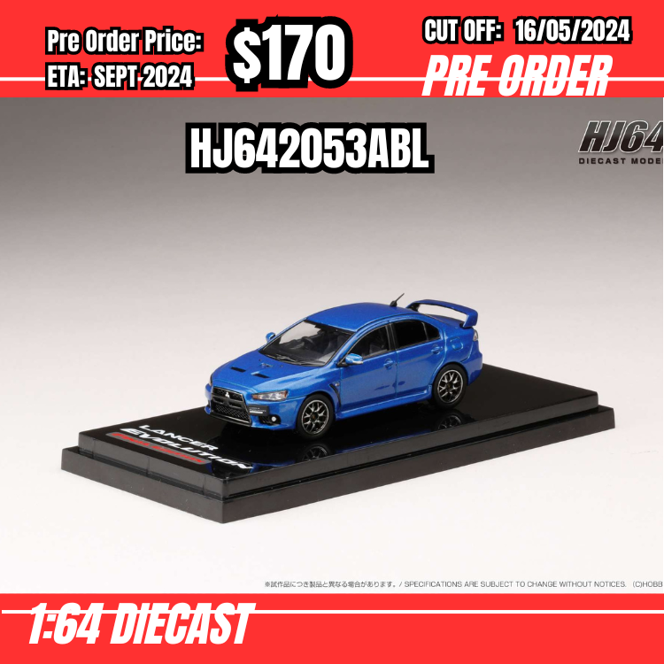 PO-$170 * Hobby Japan * 1:64 Mistubishi Lancer Evolution X Final Edition Blue HJ642053ABL [OD09/05]