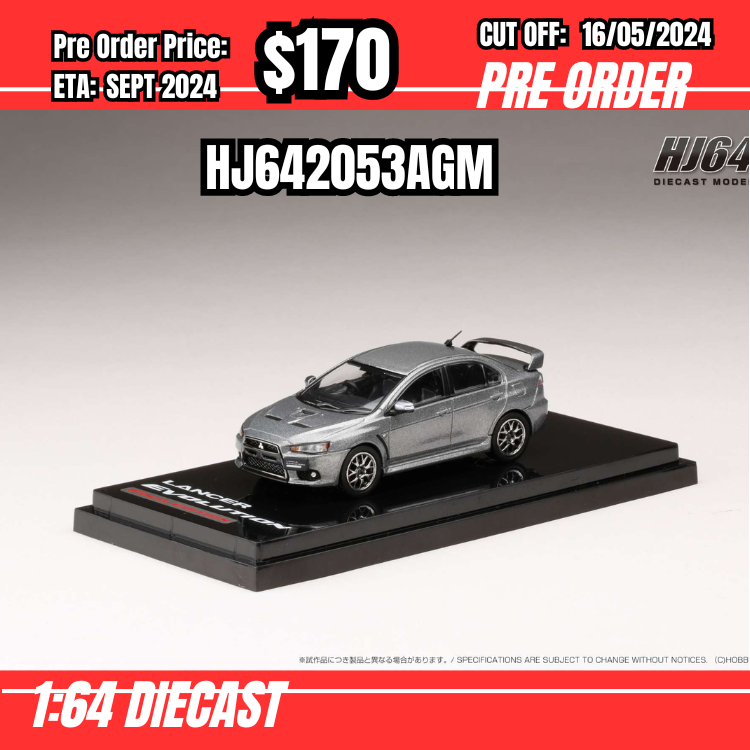 PO-$170 * Hobby Japan * 1:64 Mistubishi Lancer Evolution X Final Edition Grey HJ642053AGM [OD09/05]