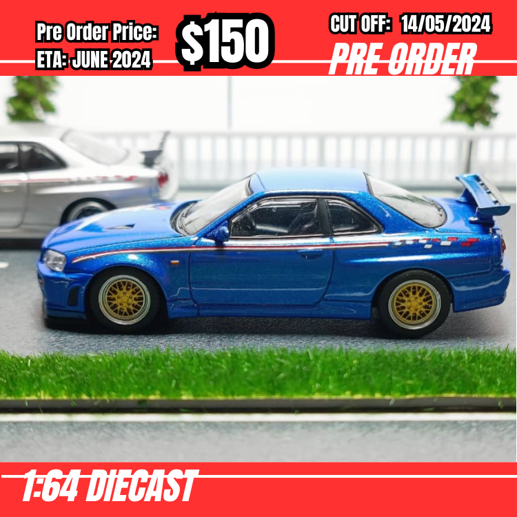 PO-$150 * Model Collect * 1:64 Nissan Skyline GTR R34 V-Spec II Blue Nismo [OD09/05]