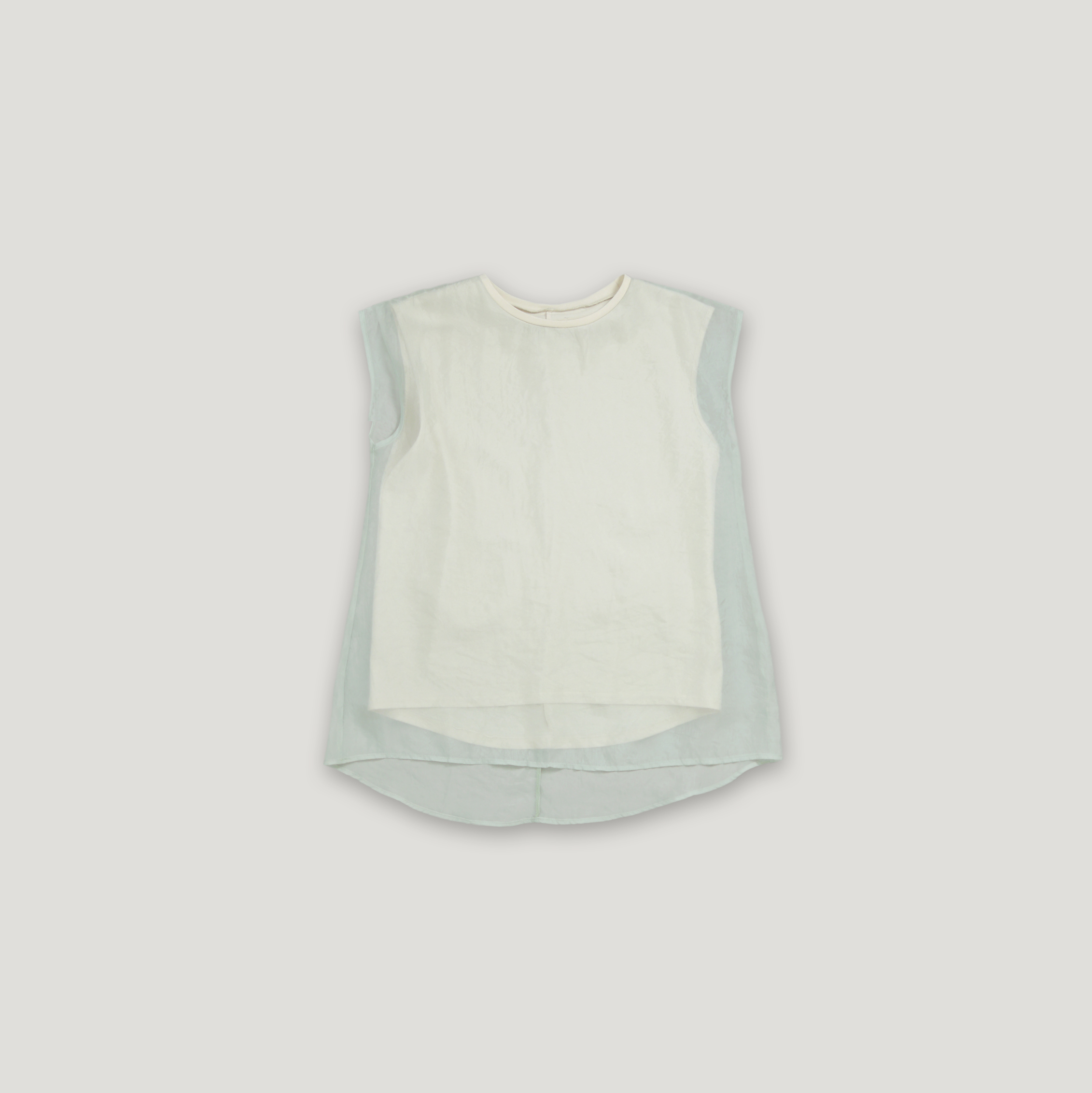 J.P.L. 圓領法式袖透紗雙層上衣 ╭ 3色 ╮