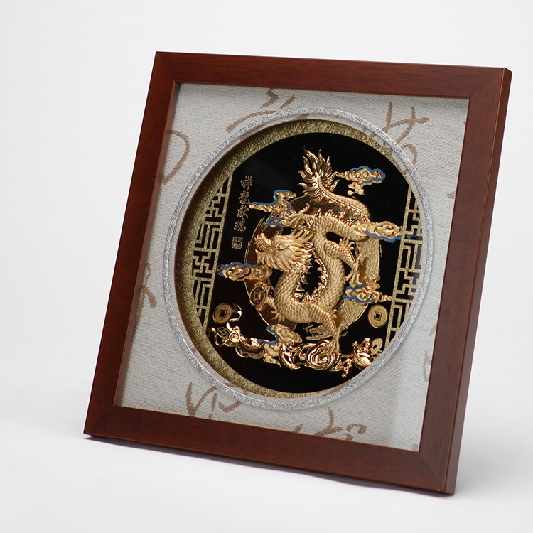 鹿港窯禮品館│祥龍獻瑞金箔畫擺飾│公司禮品、升遷榮調、居家擺飾、新居落成、開業送禮、開幕喬遷、晉陞祝福、入厝