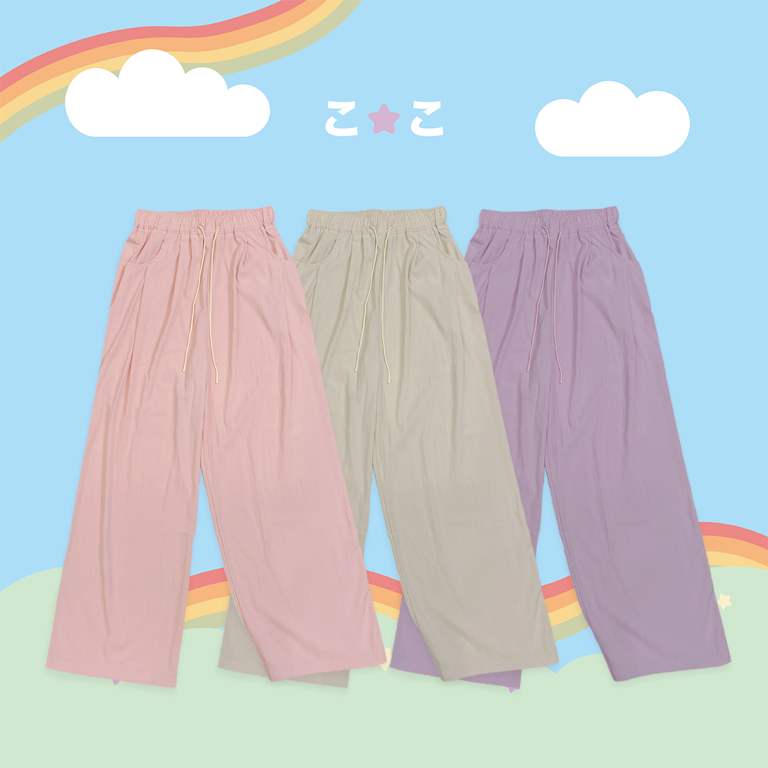 こ♡こ 糖果色涼感休閒長褲