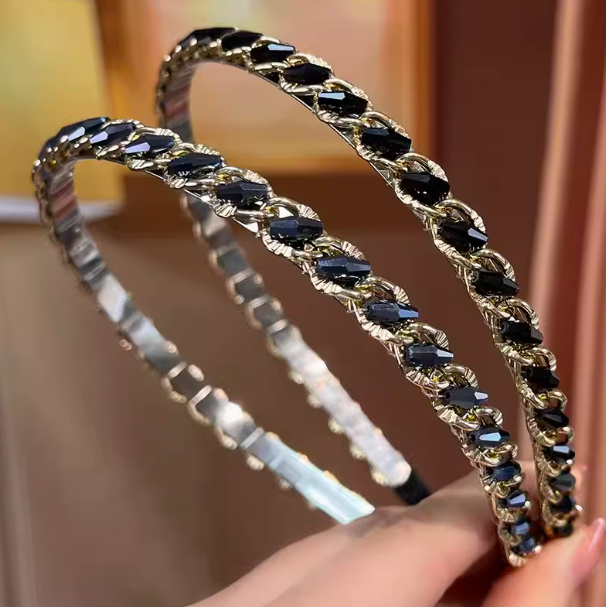 [2 FOR RM10] Vintage Chain Thin Crystal-like Headband