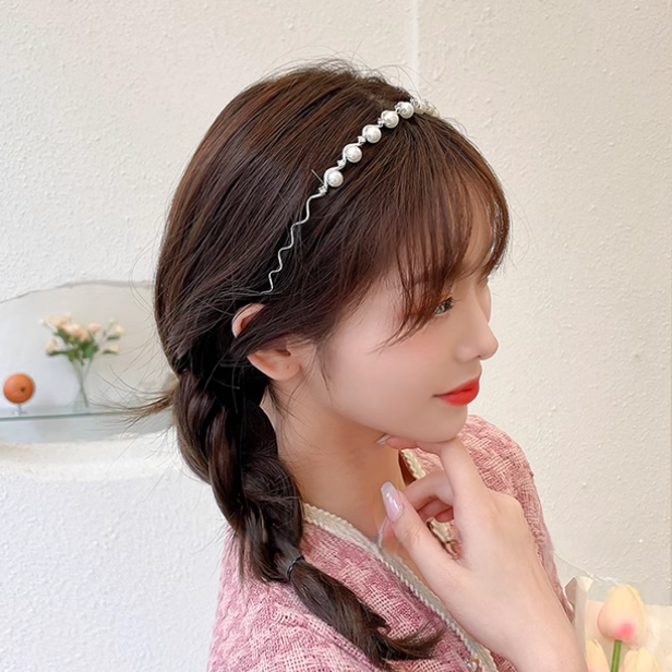 [2 FOR RM10] Pearl Rhinestone Wavy Headband