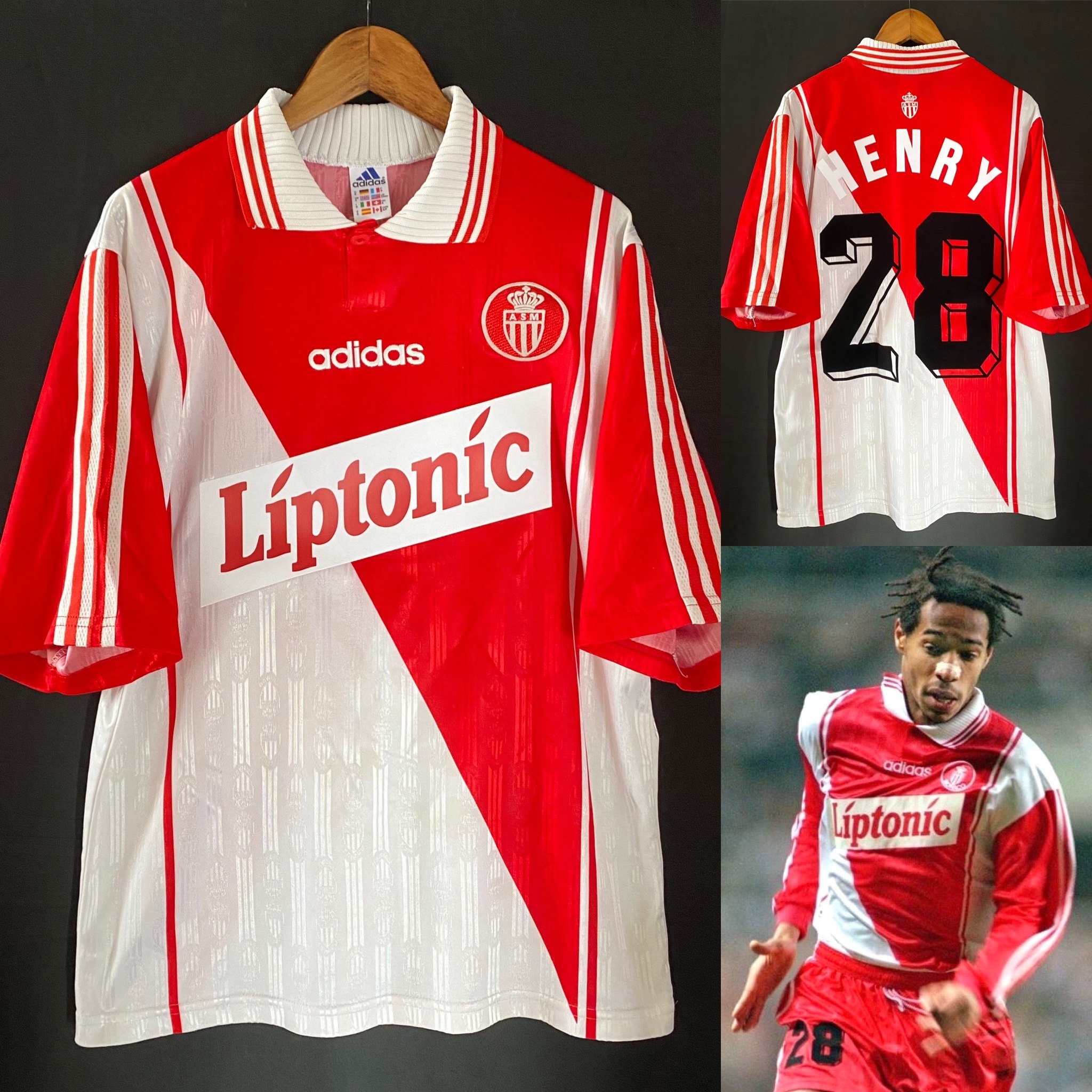 摩納哥 1996-1997 Adidas 歐聯主場球衣 #28 HENRY