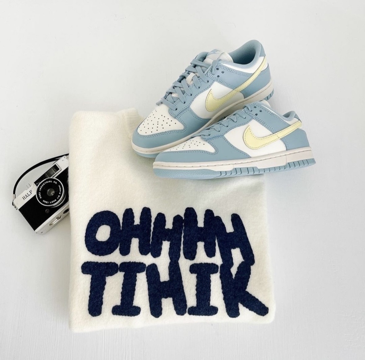 零碼現貨出清27.5公分 Nike Dunk 寶寶藍黃勾勾 皮革 男款 DD1503-123