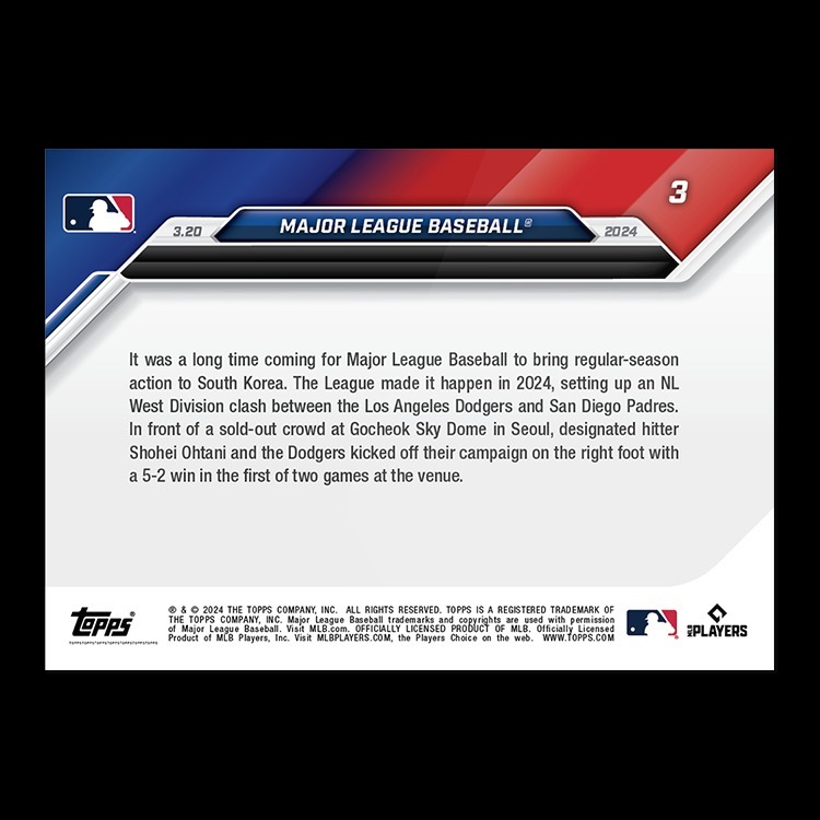 MLB球員卡 Major League Baseball - 2024 MLB TOPPS NOW® Card 3 - PR: 3518