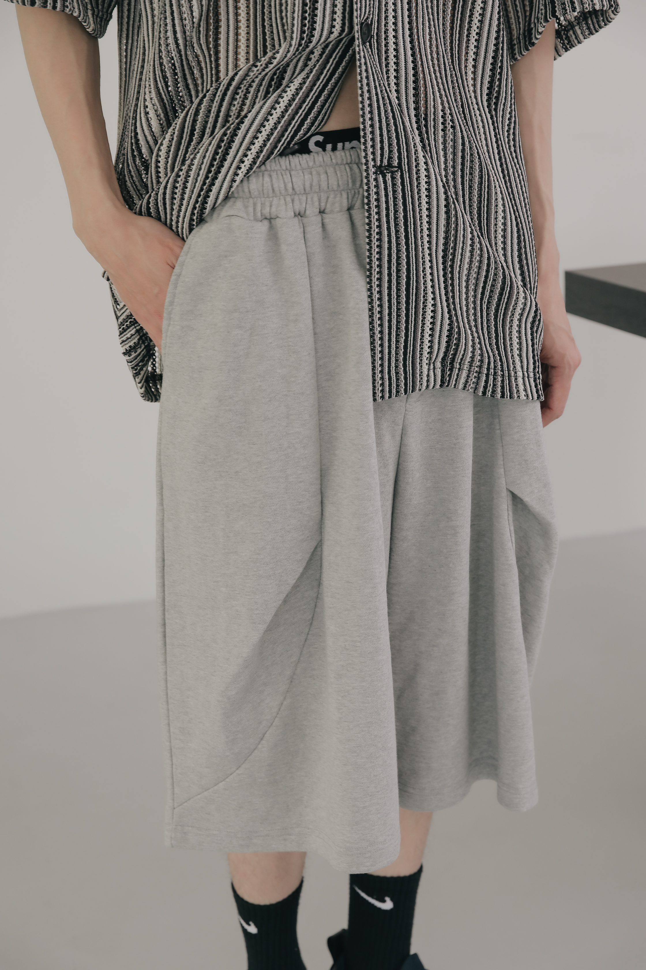 Wave Side Tuck Half Pants #短褲