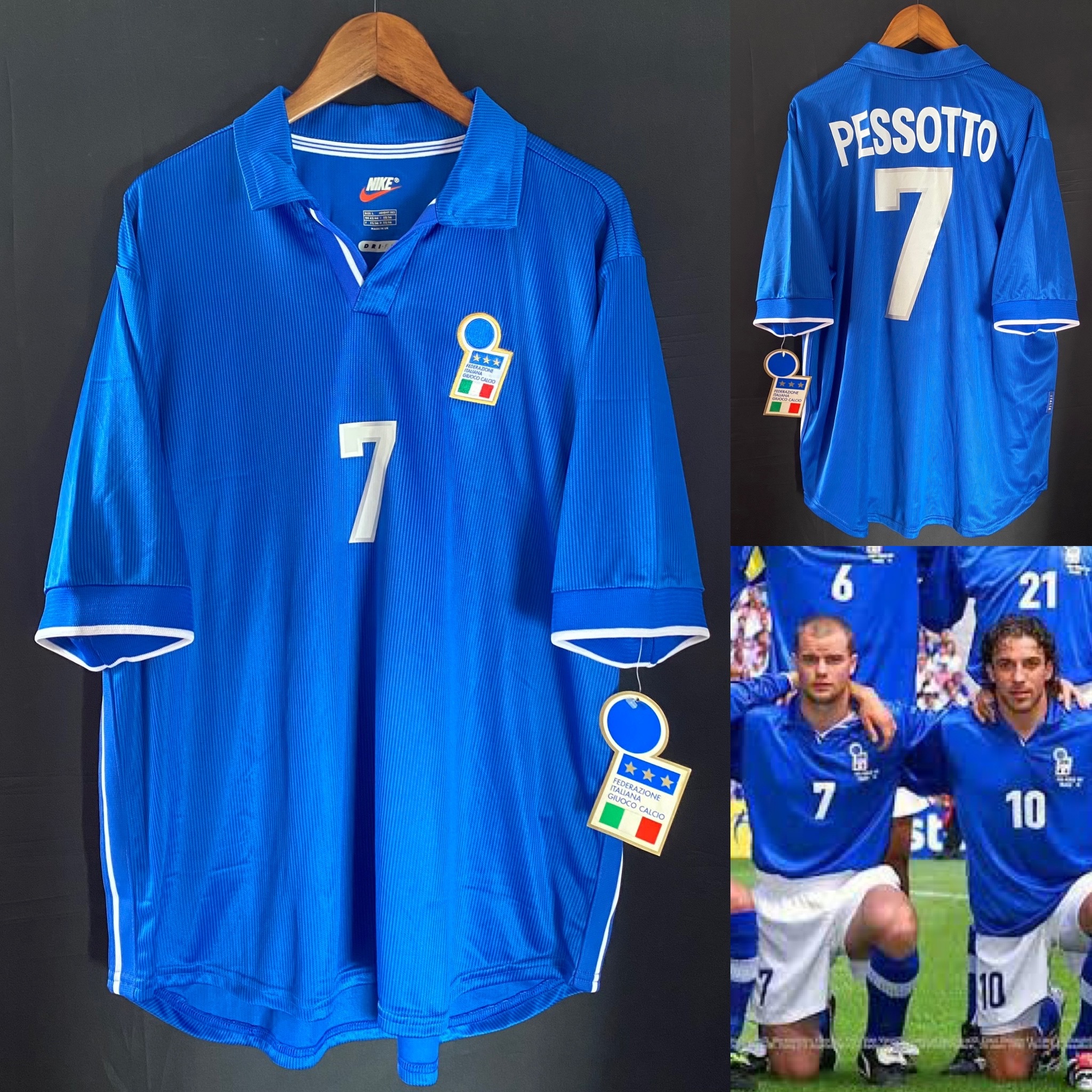 (Player Issue) Italy 1998 Nike Home Player Issue Shirt #7 PESSOTTO