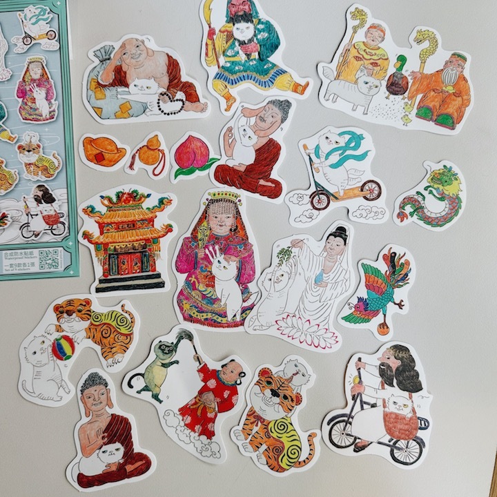 貓天堂樂園 18入防水貼紙包｜針線球