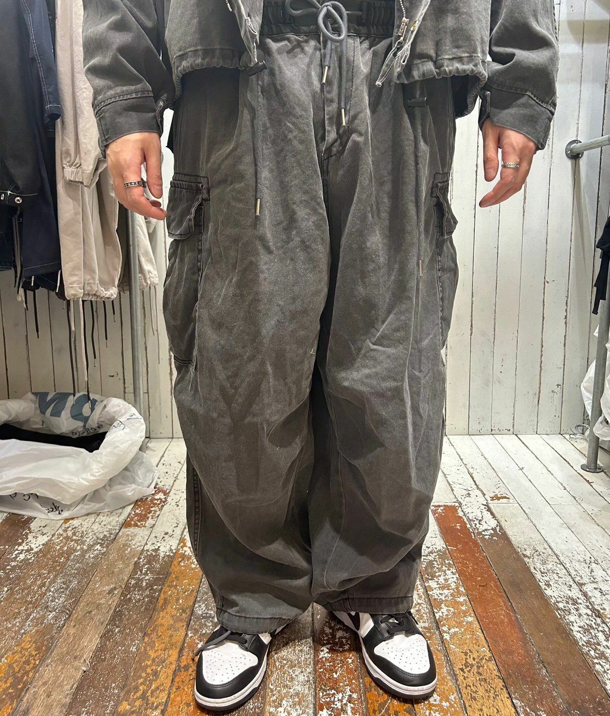 淨色工裝可束腳鬆身褲 FARMERS-008P