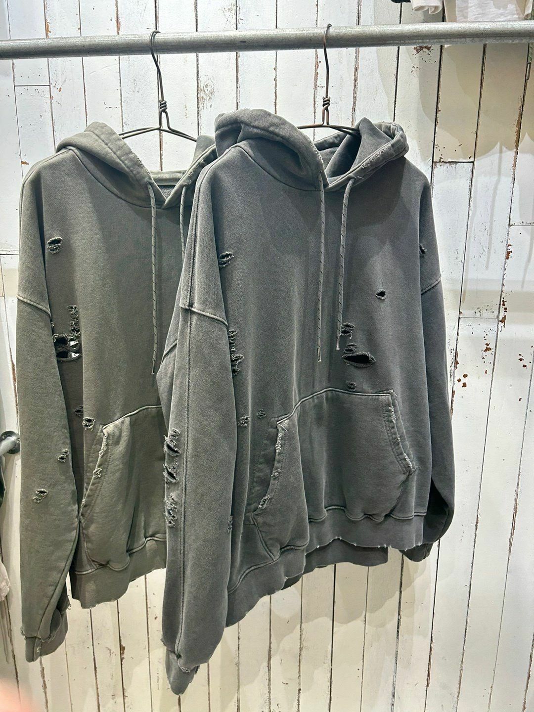 洗水淨色破洞連帽衛衣 FARMERS-010T