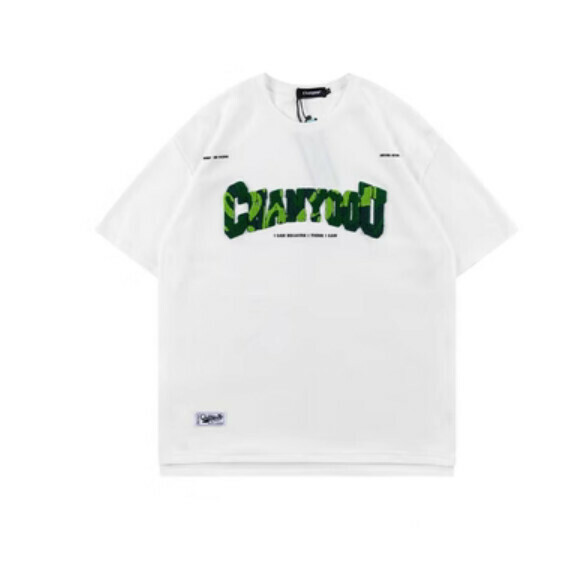 Retro towel embroidered short sleeve T (white) [S-XL size] [Contact customer service to confirm the shipping size after placing an order]