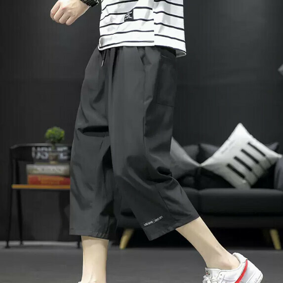 Summer cropped shorts men's (black [size M_5XL] (contact customer service to confirm the shipping size after placing an order))