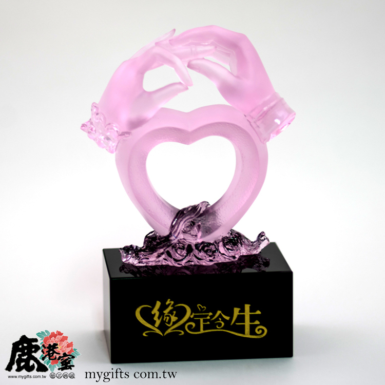 鹿港窯禮品館│琉璃工藝品-缘定今生│現代簡約家居裝飾品擺件 紀念日送新人禮物