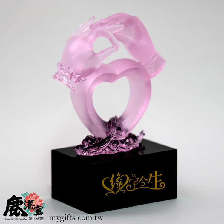 鹿港窯禮品館│琉璃工藝品-缘定今生│現代簡約家居裝飾品擺件 紀念日送新人禮物