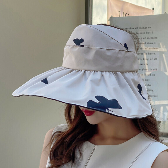 Hot selling large brim foldable sun hat for women (beige)
