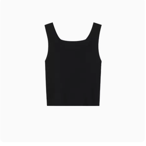 Cropped Slim Fit Vest (Black 3) (One Size)