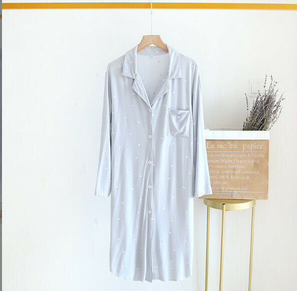 Spring and Summer Thin Modal Nightdress (LJ Blue Heart) [M-L Size] [Contact Customer Service to Confirm Shipping Size after Placing an Order]