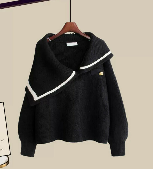 Knitwear Sweater#Single Piece (Black) (M-4XL) (Contact customer service to confirm size after placing an order) 