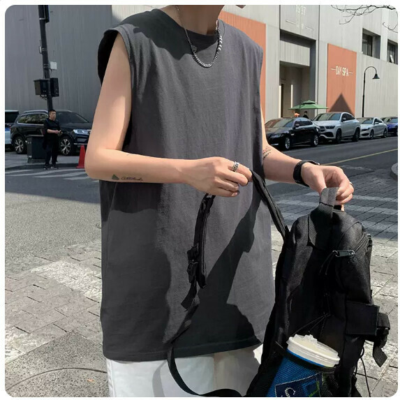 熱推無袖背心男夏（深灰色【M_5XL碼】（下單後聯繫客服確認發貨尺碼））