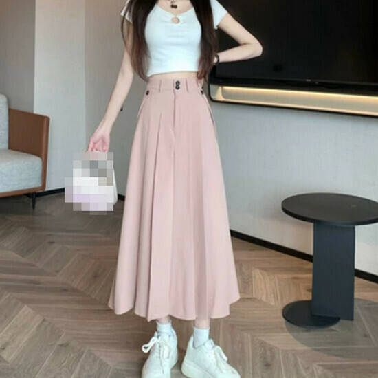 Hot selling pleated long skirt [pink] [S-XL size] (please contact customer service to confirm the delivery size after placing the order)