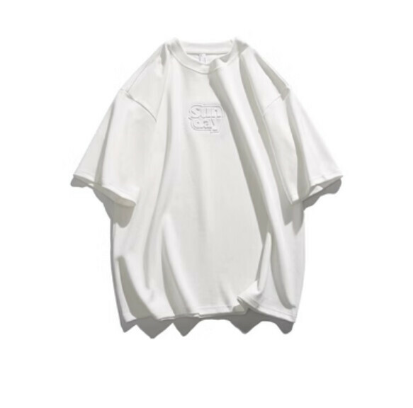 Stamped letter crew neck short sleeve T (ivory white) [S-2XL size] [Contact customer service to confirm the shipping size after placing an order]