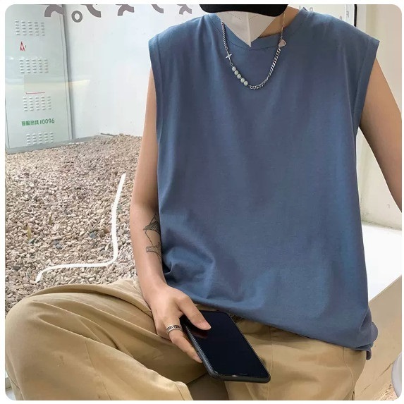 熱推無袖背心男夏（藍色【M_5XL碼】（下單後聯繫客服確認發貨尺碼））