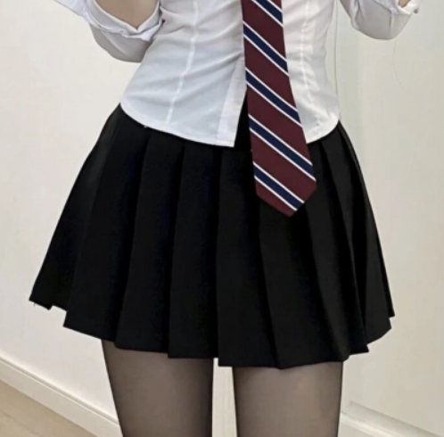 High-waisted lined pleated skirt (black) (size: XS-XXL) (contact customer service to confirm shipping size after placing an order)