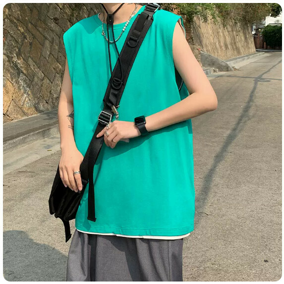 熱推無袖背心男夏（湖綠【M_5XL碼】（下單後聯繫客服確認發貨尺碼））