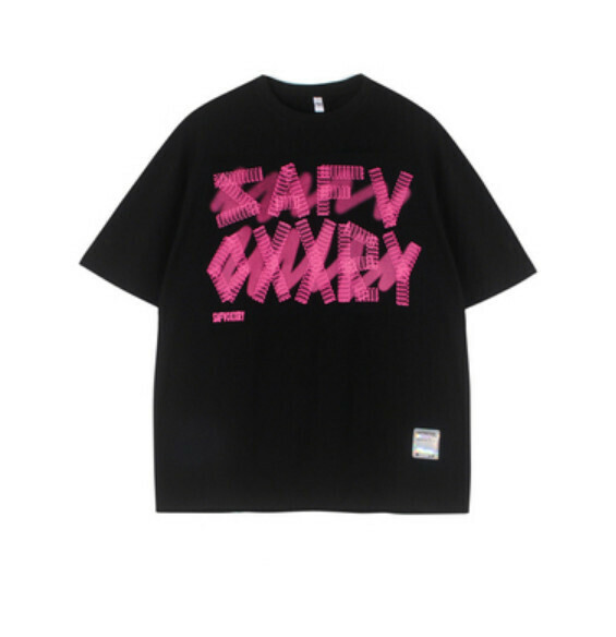 Monogram print crew neck short sleeve T (black) [S-XL size] [Contact customer service to confirm the shipping size after placing an order]