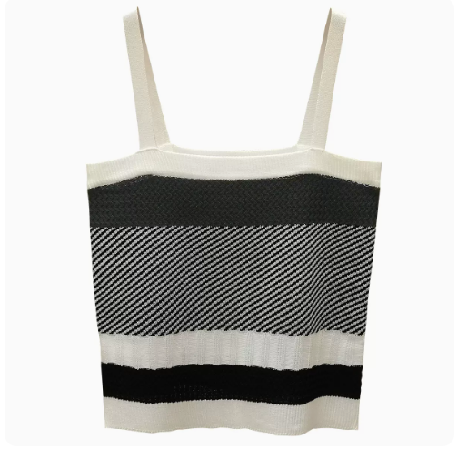 Knitted Stripe Contrasting Camisole (White) (One Size)
