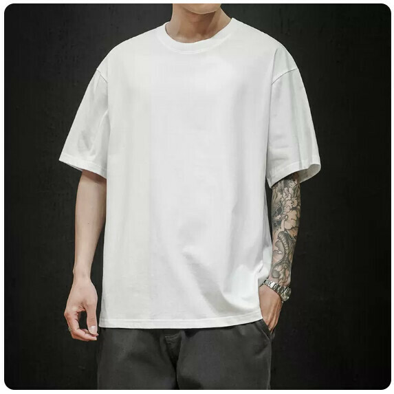 Solid color short-sleeved T-shirt man (white [size M_5XL] (contact customer service to confirm the shipping size after placing an order))