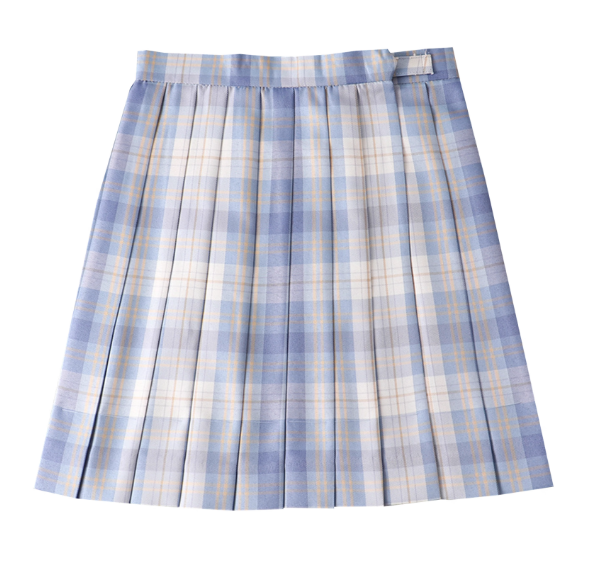 High-waisted plaid pleated skirt (blue and white plaid dress) (size: S-XL) (skirt length two specifications are optional: 43CM/48CM) (contact customer service to confirm the shipping size after placing an order)