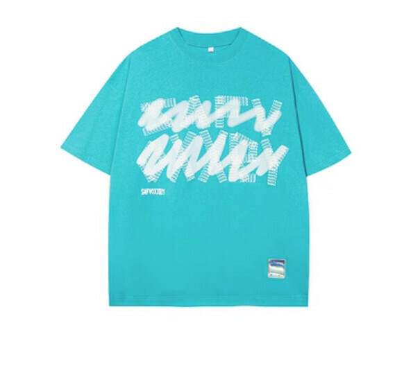 Monogram print crew neck short sleeve T (aqua blue) [S-XL size] [Contact customer service to confirm the shipping size after placing an order]