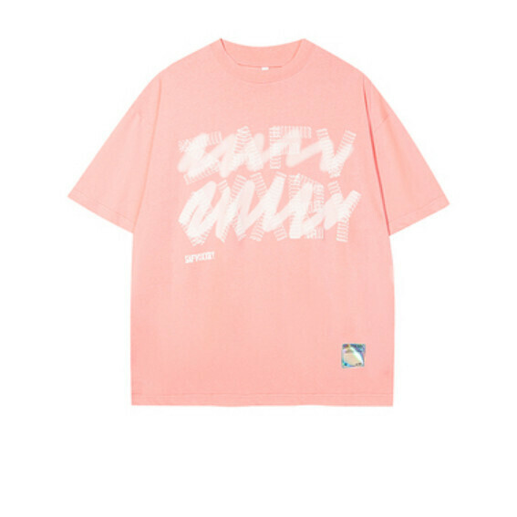 Monogram print crew neck short sleeve T (pink) [S-XL size] [Contact customer service to confirm the shipping size after placing an order]