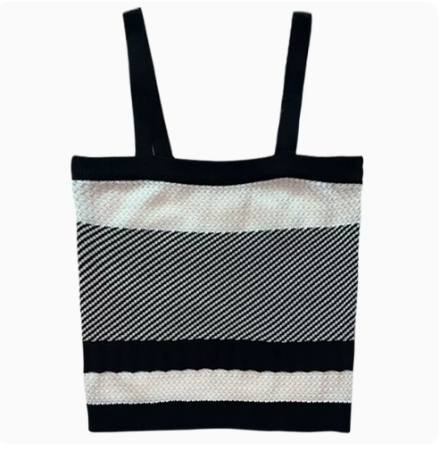 Knitted Stripe Contrast Camisole (Black) (One Size)