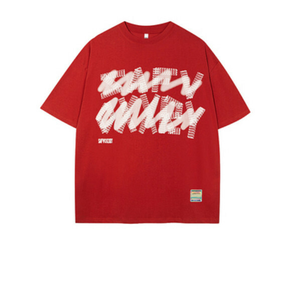 Monogram print crew neck short sleeve T (burgundy) [S-XL size] [Contact customer service to confirm the shipping size after placing an order]