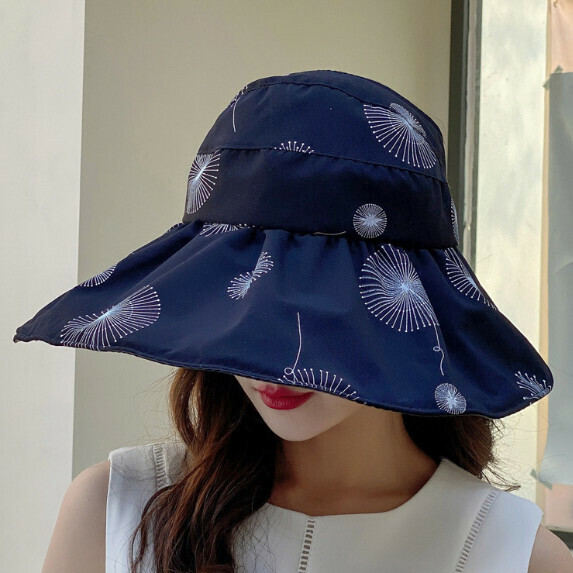 熱賣可折疊防曬透氣漁夫帽女（藏藍色）