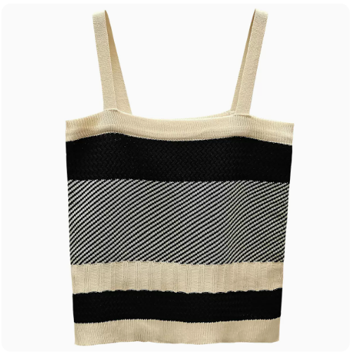 Knitted Stripe Contrasting Camisole (Apricot) (One Size)