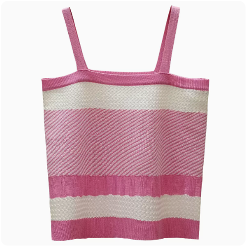 Knitted Striped Contrasting Camisole (Pink) (One Size)