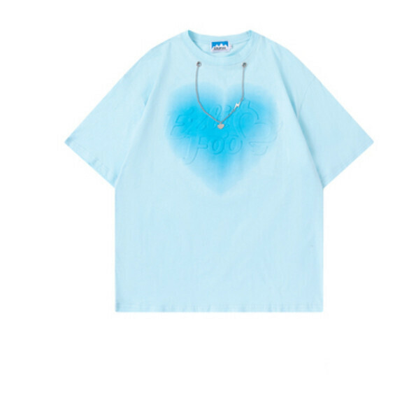 Summer bump heart letter short sleeve T 卹 (blue) [M-XL size] [Contact customer service to confirm the shipping size after placing an order]