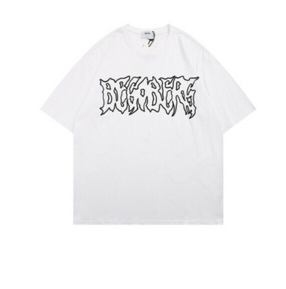 Alphabet foam print short sleeve T (white) [S-XL size] [Contact customer service to confirm the shipping size after placing an order]