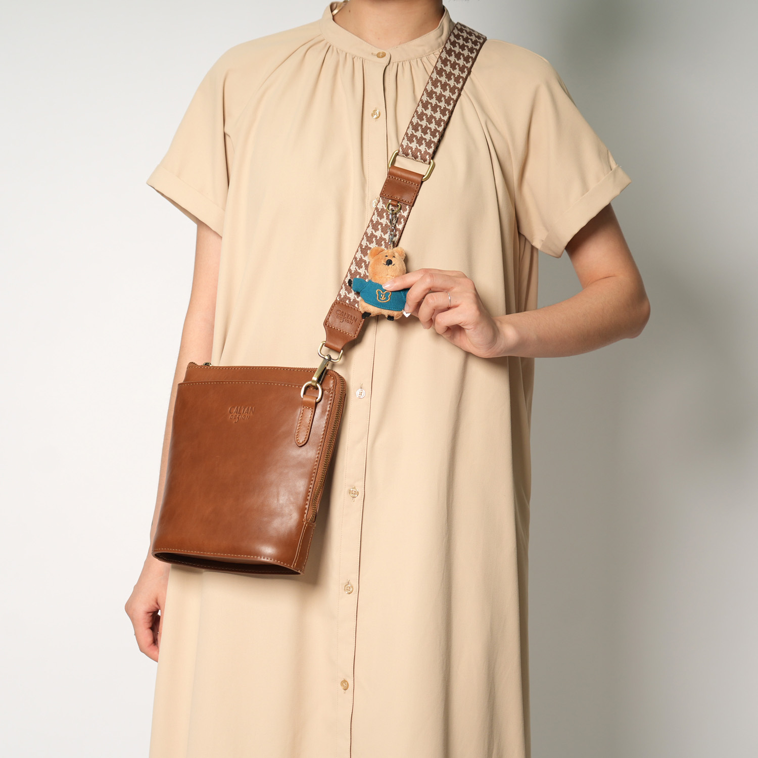 千鳥格可拆式D型掛扣帆布背帶-兩色(239107.8背帶)