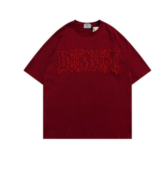 Alphabet foam print short sleeve T (red) [S-XL size] [Contact customer service to confirm the shipping size after placing an order]