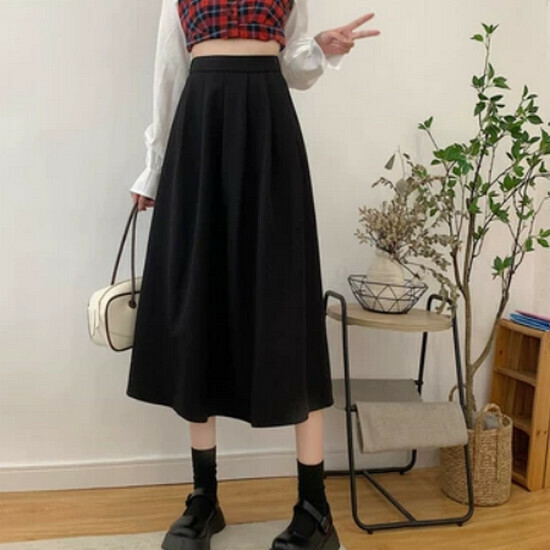 Hot Selling Casual Pleated Skirt [Black] [Size S-L] (Please contact customer service to confirm the delivery size after placing the order)