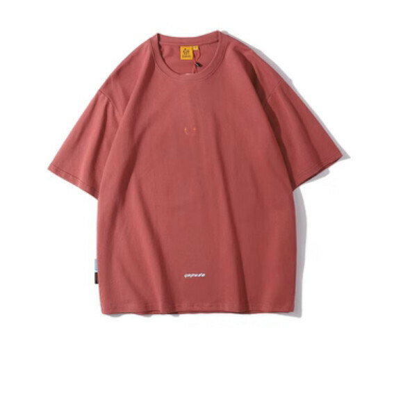Summer simple embroidery crew neck short sleeve T (red) [M-2XL size] [Contact customer service to confirm the shipping size after placing an order]